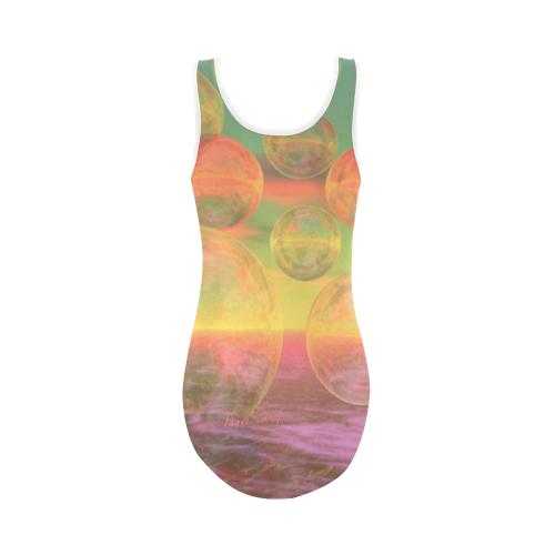 Autumn Ruminations, Abstract Gold Rose Glory Vest One Piece Swimsuit (Model S04)