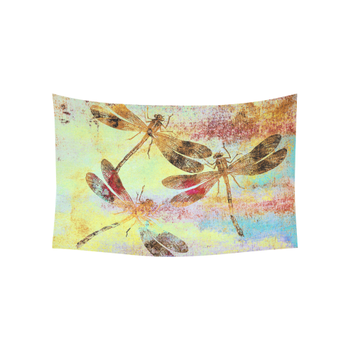 Mauritius Vintage Dragonflies Colours W Cotton Linen Wall Tapestry 60"x 40"