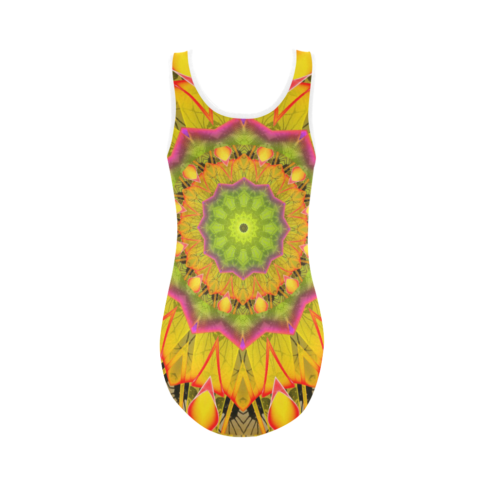 Beach Grass Golden Red Foliage Abstract Fall Days Vest One Piece Swimsuit (Model S04)
