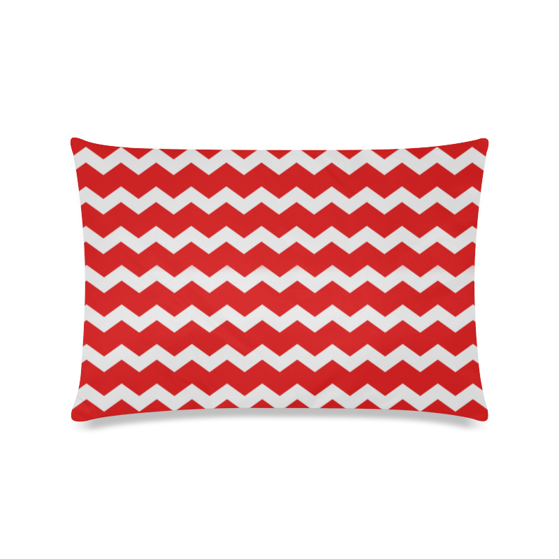 Modern Trendy Pastell Grey Love Color Red Zig Zag Pattern Chevron Custom Zippered Pillow Case 16"x24"(Twin Sides)