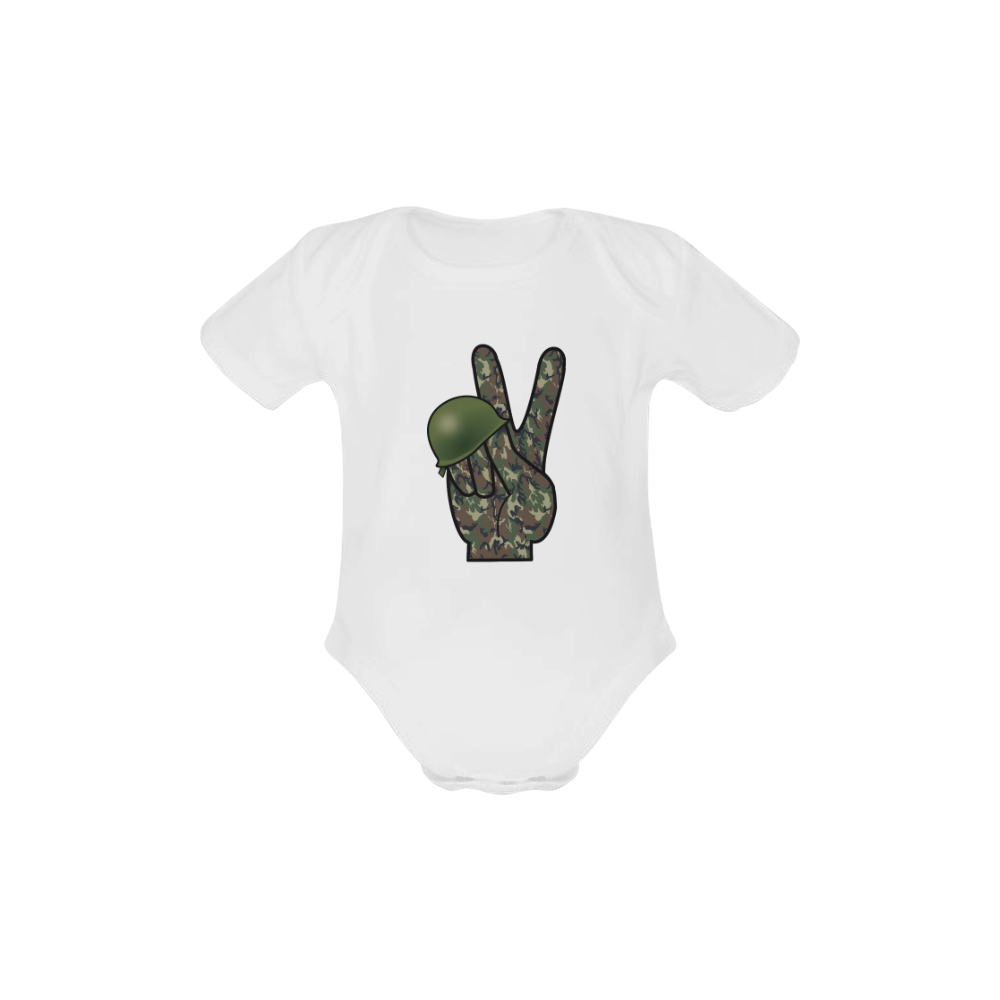 Forest Camouflage Peace Sign Baby Powder Organic Short Sleeve One Piece (Model T28)