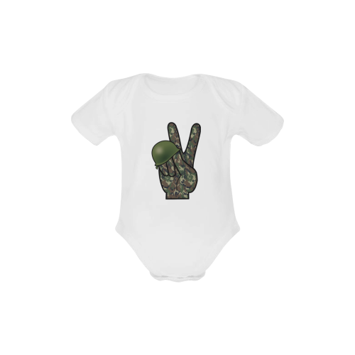 Forest Camouflage Peace Sign Baby Powder Organic Short Sleeve One Piece (Model T28)