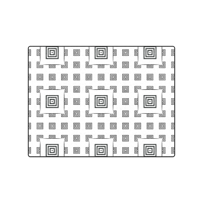 Solid Squares Frame Mosaic Black & White Blanket 50"x60"