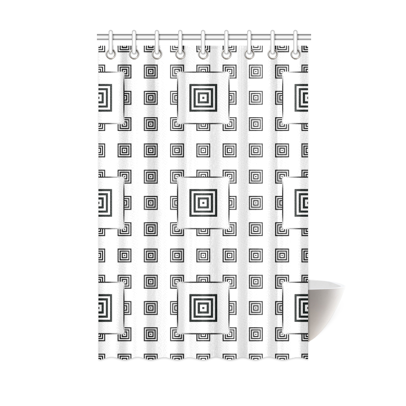 Solid Squares Frame Mosaic Black & White Shower Curtain 48"x72"