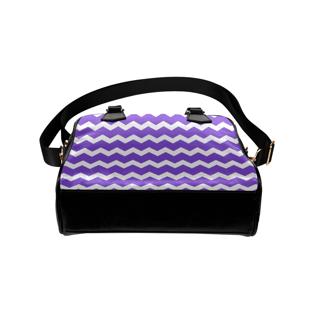 Modern Trendy Pastell Grey Lilac Zig Zag Pattern Chevron Shoulder Handbag (Model 1634)