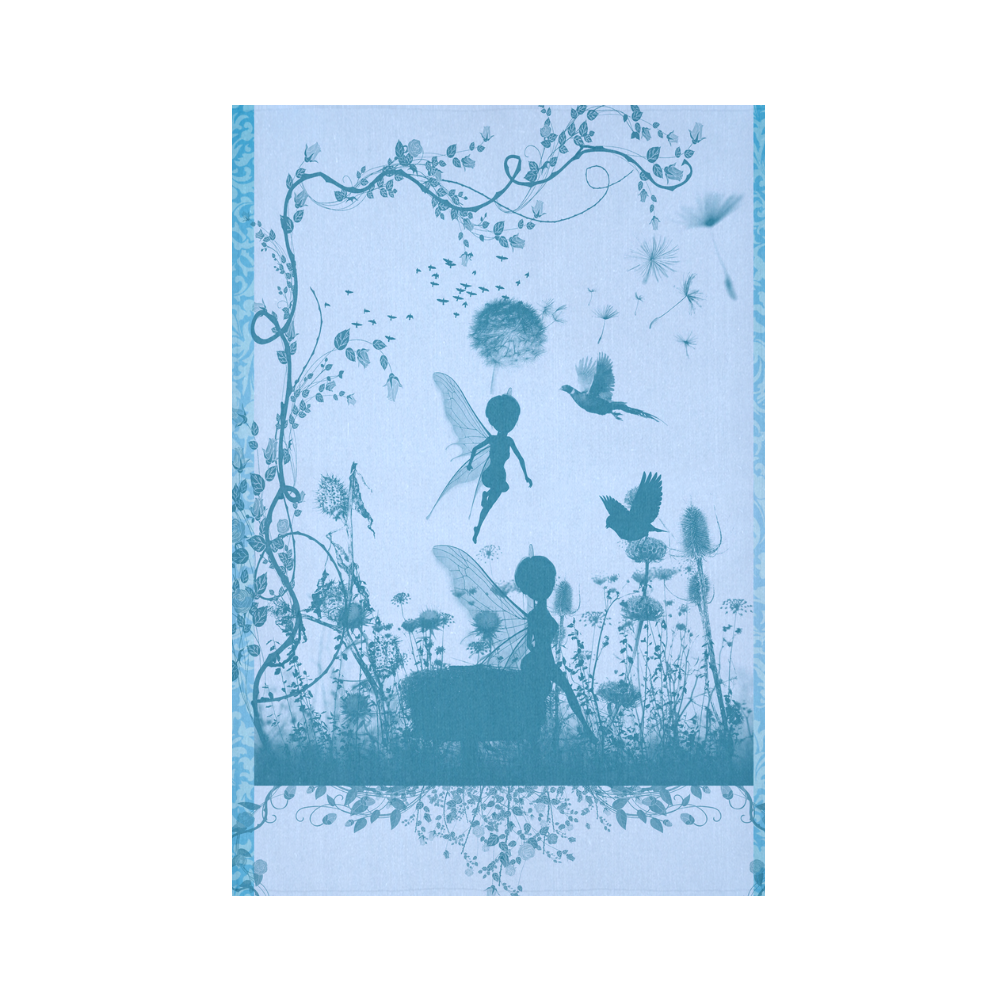 Beautiful fairy in blue colors Cotton Linen Wall Tapestry 60"x 90"