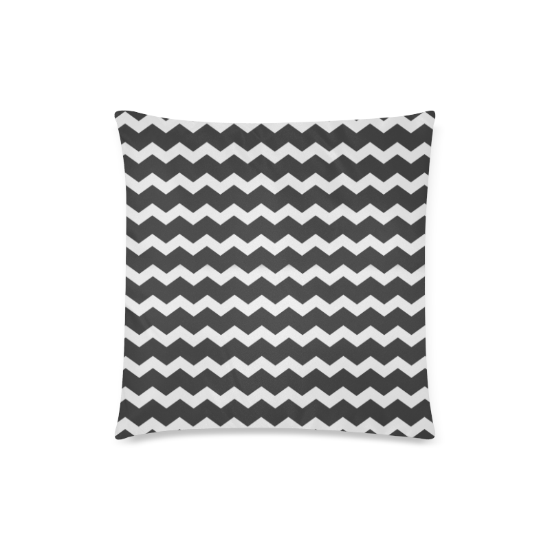 Modern Trendy Pastel Grey Black Zig Zag Pattern Chevron Custom Zippered Pillow Case 18"x18"(Twin Sides)