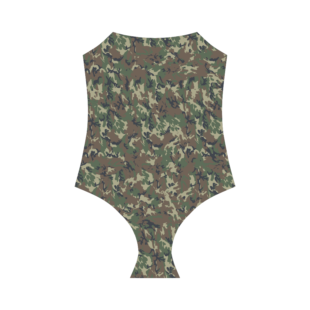 Forest Camouflage Pattern Strap Swimsuit ( Model S05)