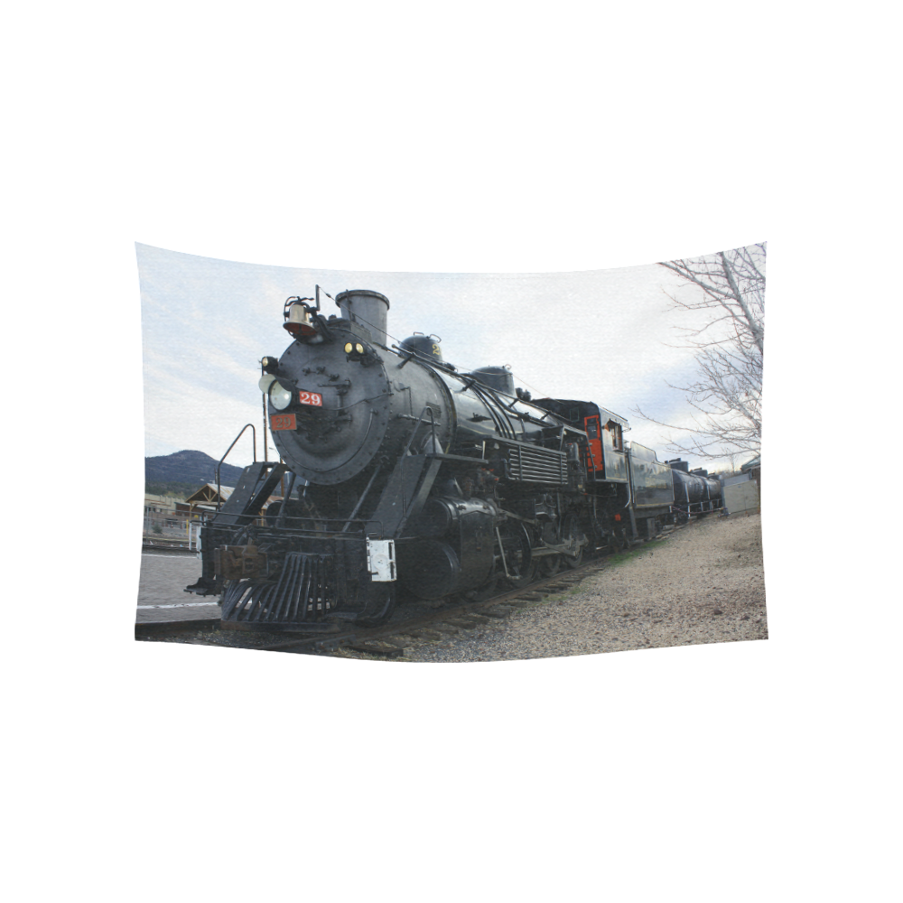 Rail Road Steam Train Cotton Linen Wall Tapestry 60"x 40"