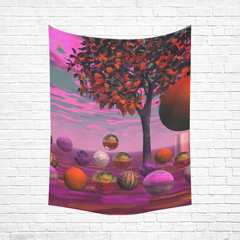 Bittersweet Opinion, Abstract Raspberry Maple Tree Cotton Linen Wall Tapestry 60"x 80"