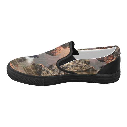 Dolphin in the sunset Women's Slip-on Canvas Shoes (Model 019)