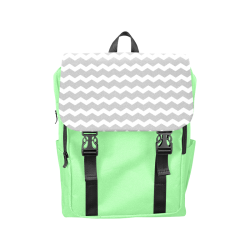 Modern Trendy Pastell Grey Green Zig Zag Pattern Chevron Casual Shoulders Backpack (Model 1623)