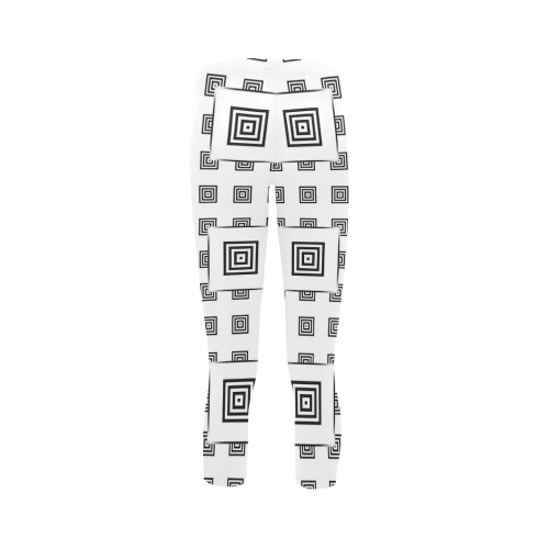 Solid Squares Frame Mosaic Black & White Capri Legging (Model L02)