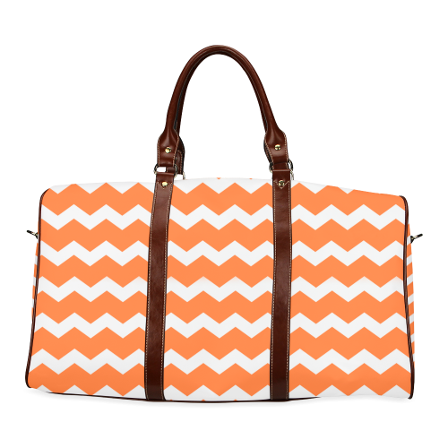 Modern Trendy Pastel Orange Grey Zig Zag Pattern Chevron Waterproof Travel Bag/Large (Model 1639)