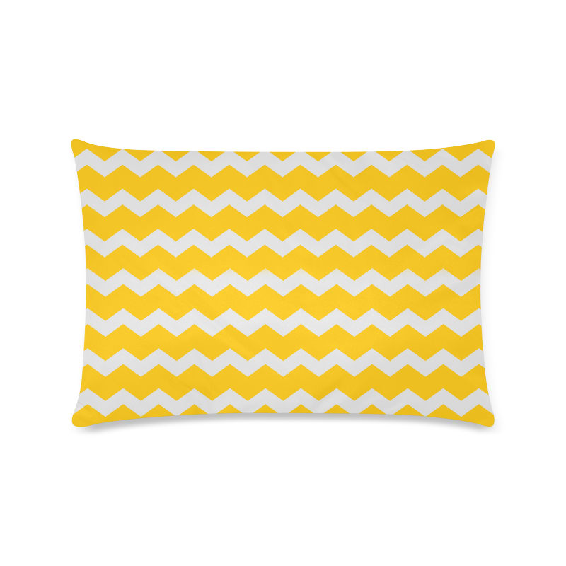 Modern Trendy Pastell Grey Sun Yellow Summer Zig Zag Pattern Chevron Custom Zippered Pillow Case 16"x24"(Twin Sides)