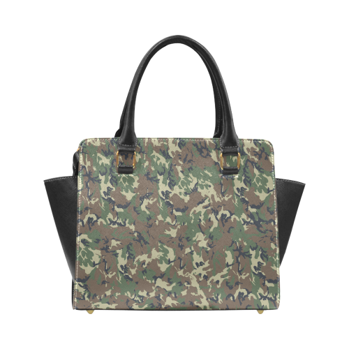 Forest Camouflage Pattern Rivet Shoulder Handbag (Model 1645)