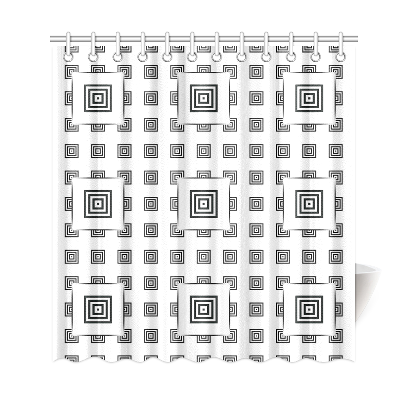 Solid Squares Frame Mosaic Black & White Shower Curtain 69"x72"
