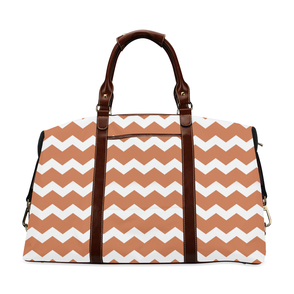 Modern Trendy Pastell Grey Ocker Zig Zag Pattern Chevron Classic Travel Bag (Model 1643)