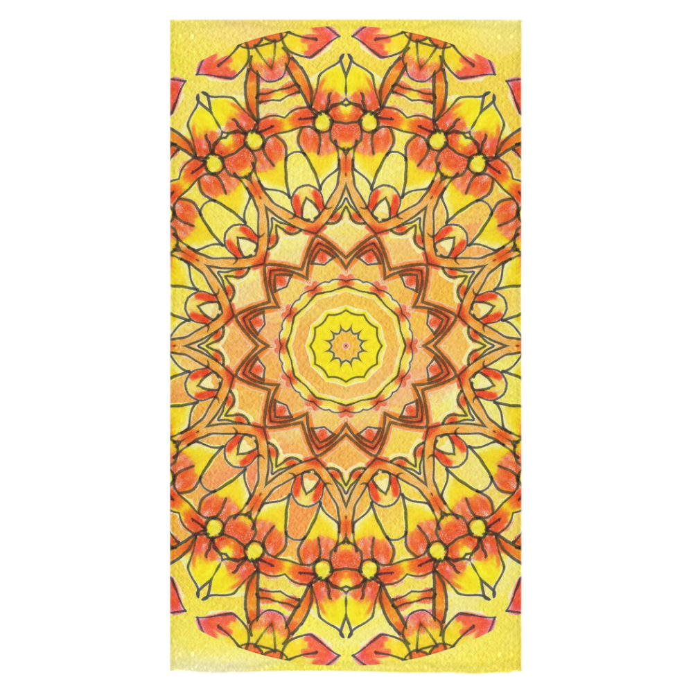 Orange Yellow Sunflower Mandala Red Zendoodle Bath Towel 30"x56"