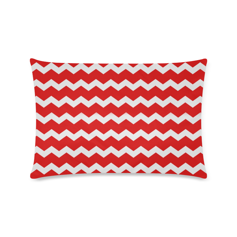 Modern Trendy Pastell Grey Love Color Red Zig Zag Pattern Chevron Custom Zippered Pillow Case 16"x24"(Twin Sides)