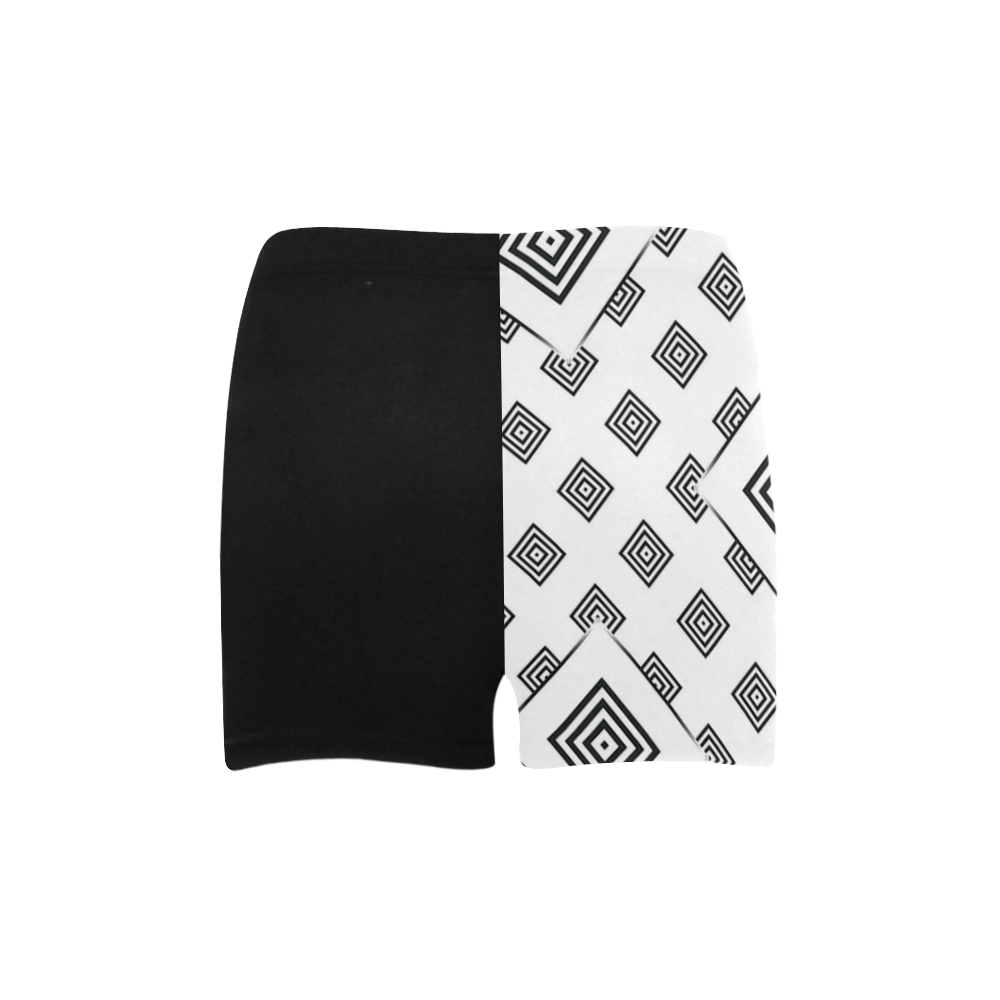 Solid Squares Frame Mosaic Black & White Briseis Skinny Shorts (Model L04)