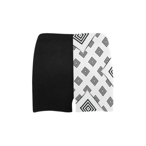 Solid Squares Frame Mosaic Black & White Briseis Skinny Shorts (Model L04)
