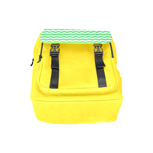 Modern Trendy Pastell Grey Green Yellow Zig Zag Pattern Chevron Casual Shoulders Backpack (Model 1623)