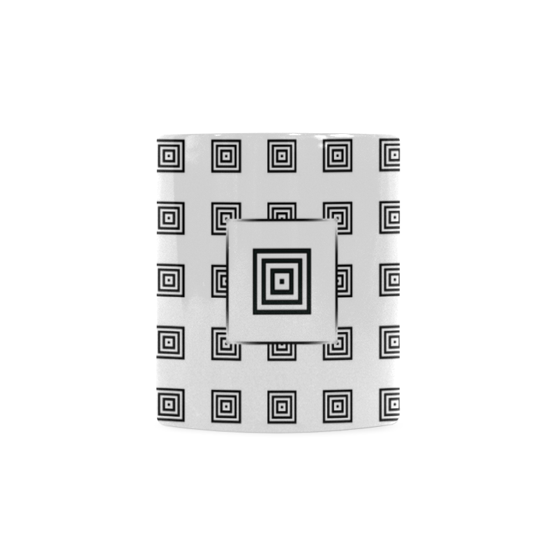 Solid Squares Frame Mosaic Black & White White Mug(11OZ)
