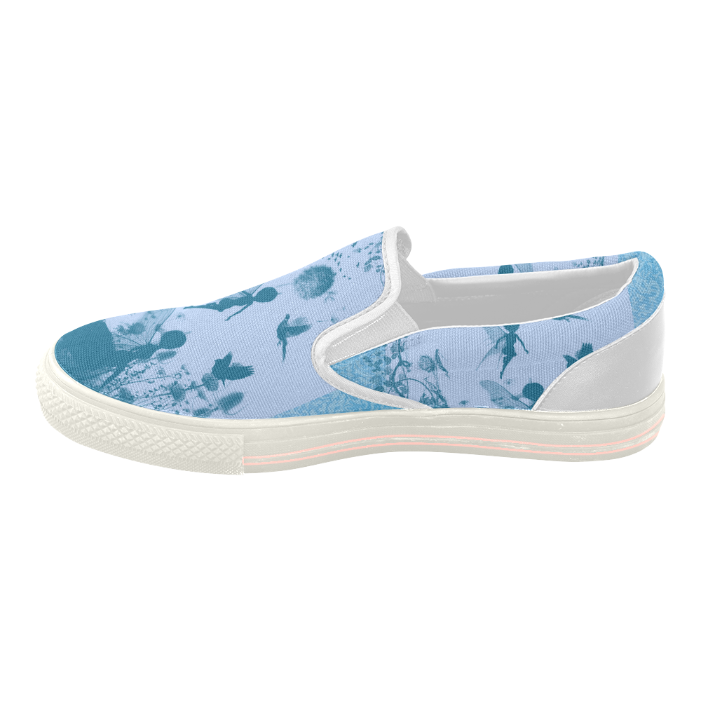 Beautiful fairy in blue colors Women's Slip-on Canvas Shoes (Model 019)