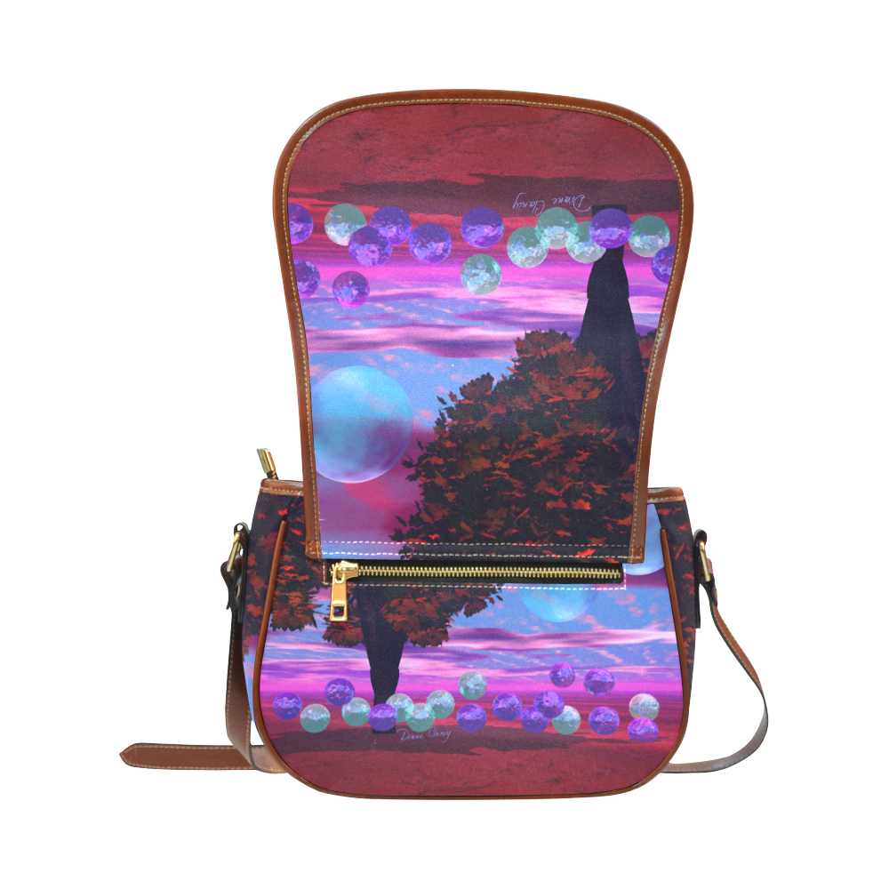 Bubble Garden, Abstract Rose  Azure Wisdom Saddle Bag/Small (Model 1649) Full Customization