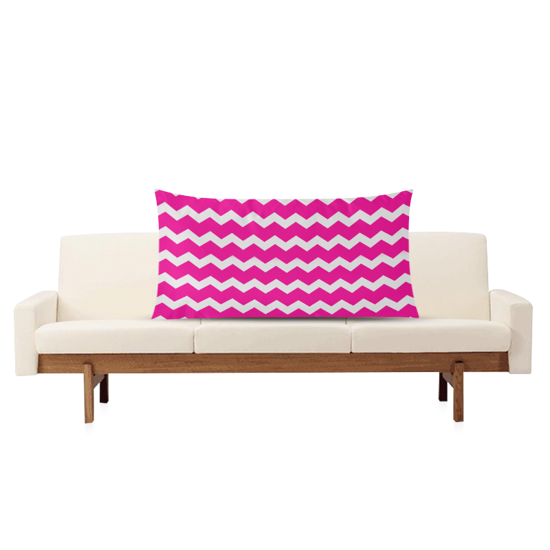 Modern Trendy Pastell Grey Pink Zig Zag Pattern Chevron Rectangle Pillow Case 20"x36"(Twin Sides)