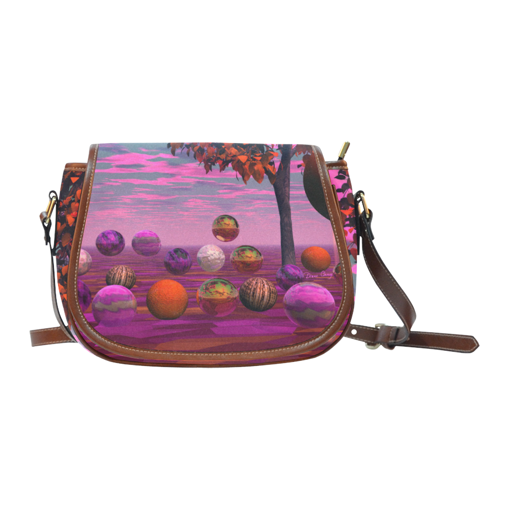 Bittersweet Opinion, Abstract Raspberry Maple Tree Saddle Bag/Large (Model 1649)