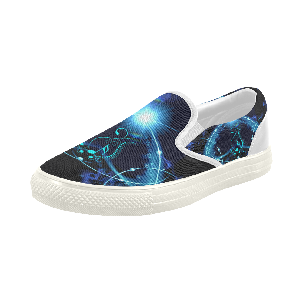 Key notes with glowing light Women's Slip-on Canvas Shoes (Model 019)