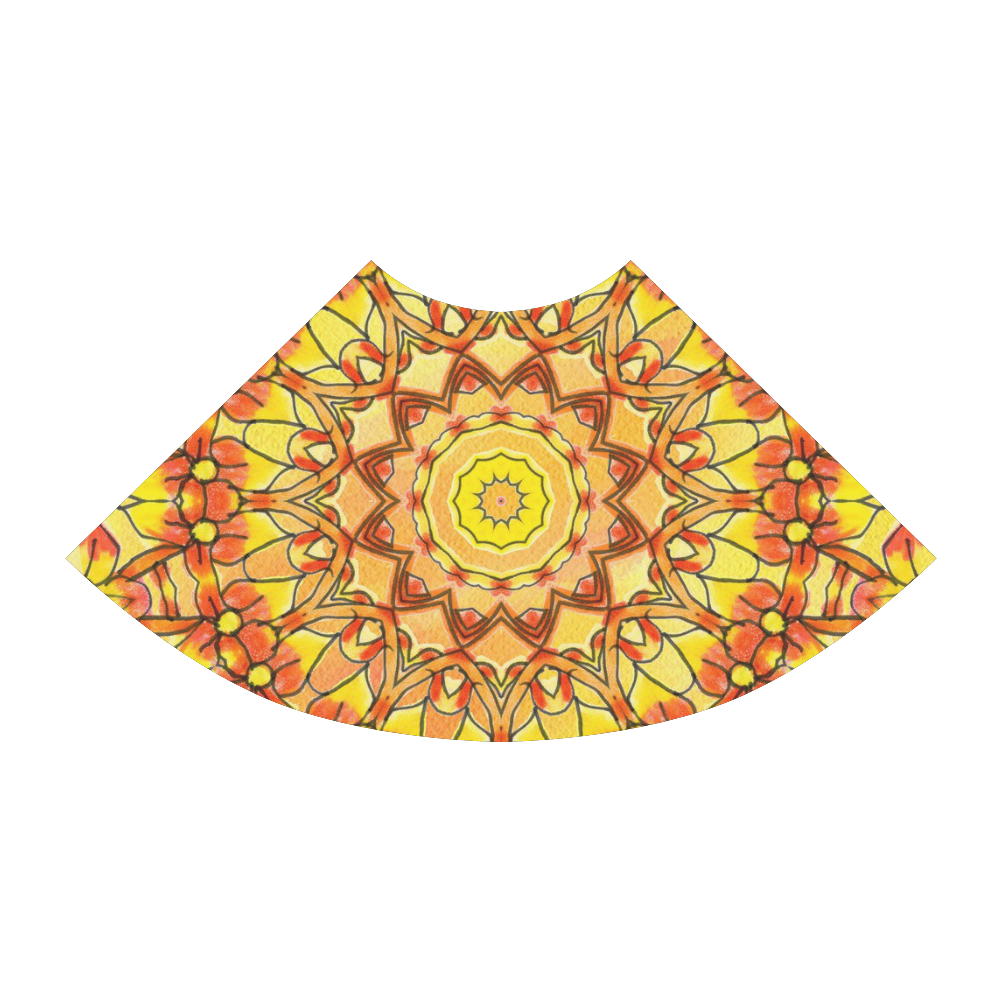 Orange Yellow Sunflower Mandala Red Zendoodle Atalanta Sundress (Model D04)