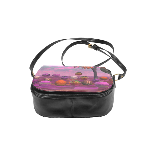 Bittersweet Opinion, Abstract Raspberry Maple Tree Classic Saddle Bag/Small (Model 1648)