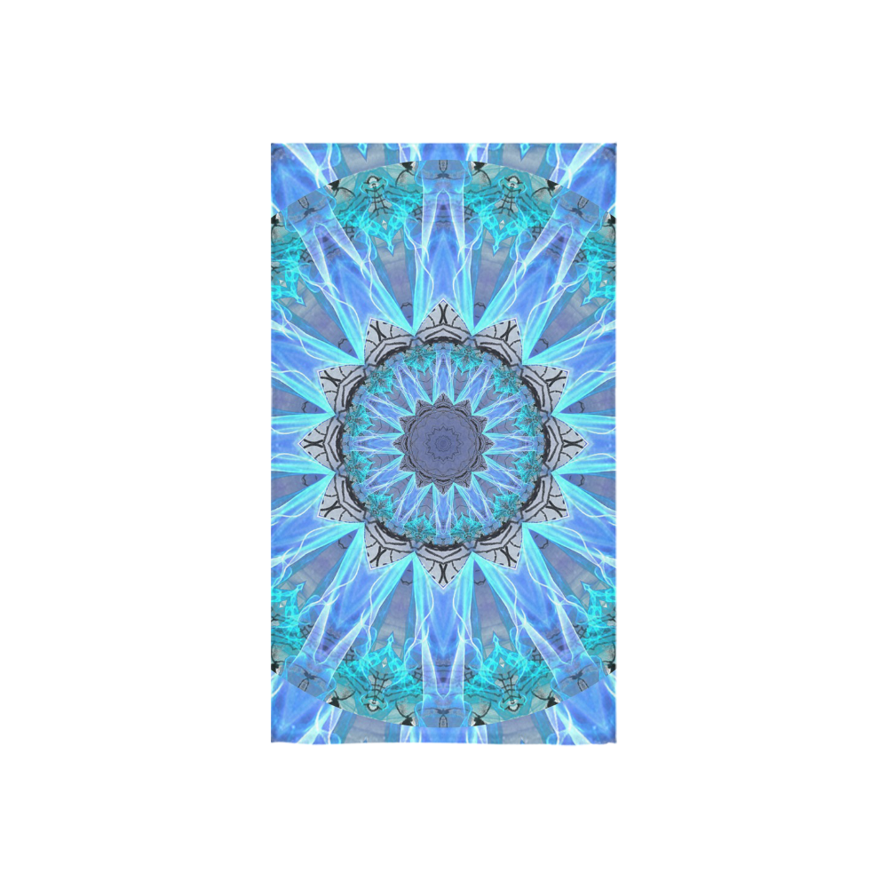 Sapphire Ice Flame, Cyan Blue Crystal Wheel Custom Towel 16"x28"
