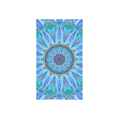 Sapphire Ice Flame, Cyan Blue Crystal Wheel Custom Towel 16"x28"