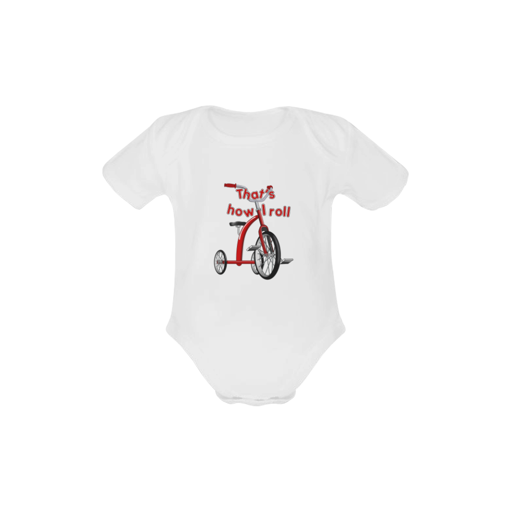 Tricycle 'How I Roll' Baby Powder Organic Short Sleeve One Piece (Model T28)