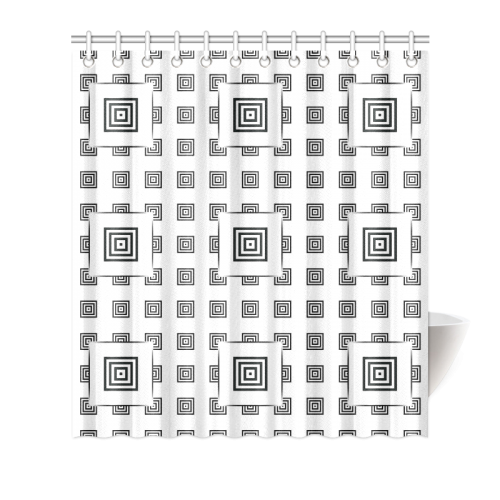 Solid Squares Frame Mosaic Black & White Shower Curtain 66"x72"
