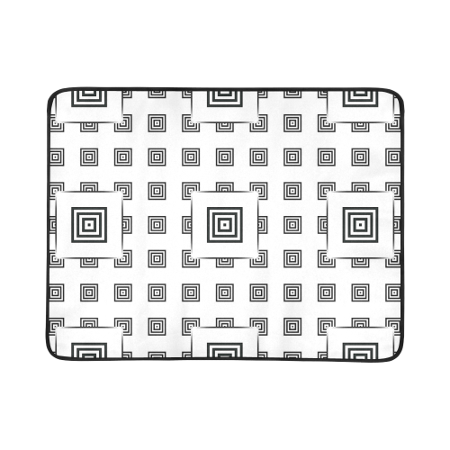 Solid Squares Frame Mosaic Black & White Beach Mat 78"x 60"