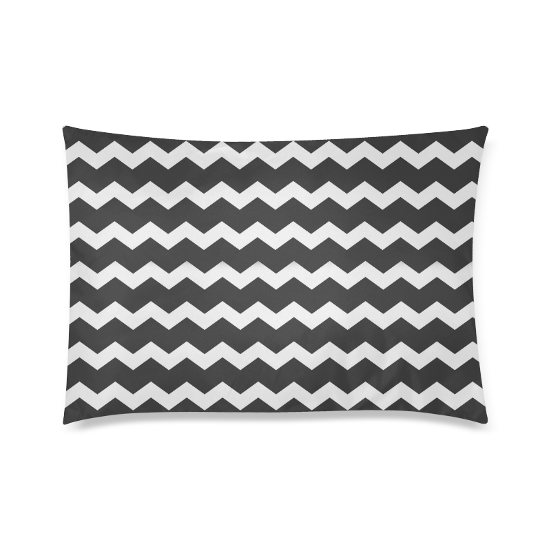 Elegant Chic Modern Trendy Pastell Grey Black Zig Zag Pattern Chevron Custom Zippered Pillow Case 20"x30"(Twin Sides)