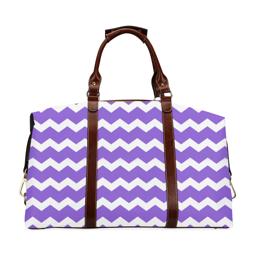 Modern Trendy Pastell Grey Lilac Zig Zag Pattern Chevron Classic Travel Bag (Model 1643)