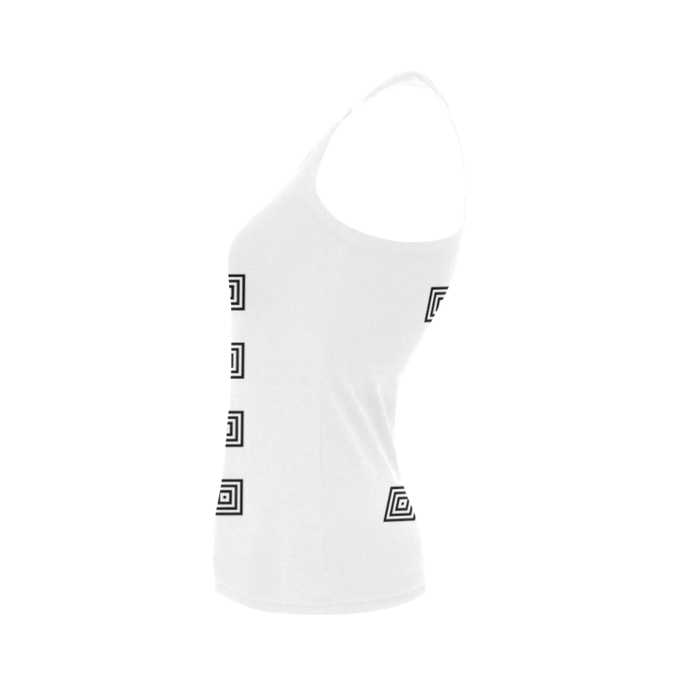 Solid Squares Frame Mosaic Black & White Women's Shoulder-Free Tank Top (Model T35)