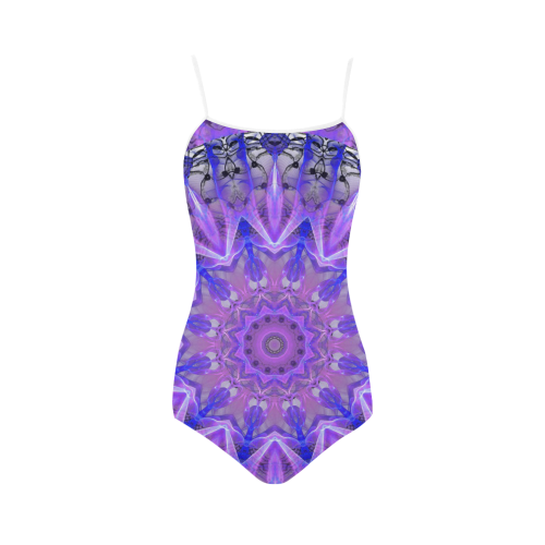 Abstract Plum Ice Crystal Palace Lattice Lace Strap Swimsuit ( Model S05)