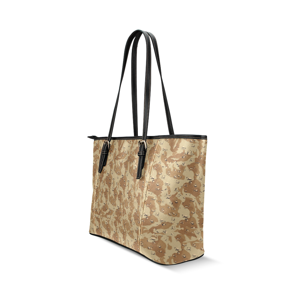 Desert Camouflage Pattern Leather Tote Bag/Small (Model 1640)