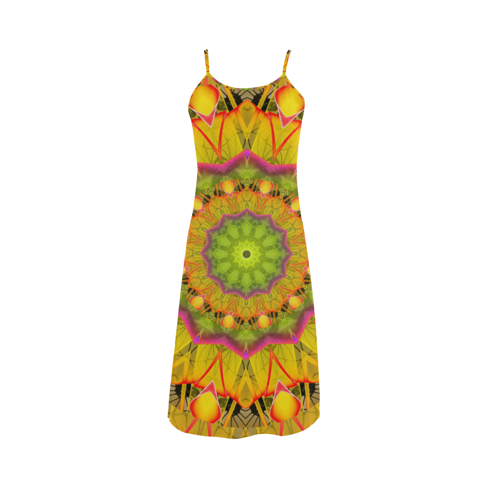 Beach Grass Golden Red Foliage Abstract Fall Days Alcestis Slip Dress (Model D05)