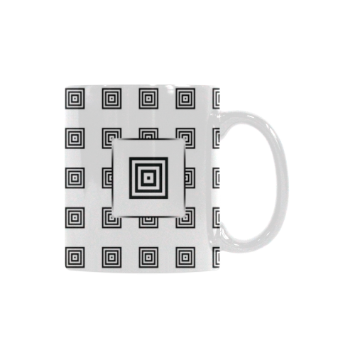 Solid Squares Frame Mosaic Black & White White Mug(11OZ)