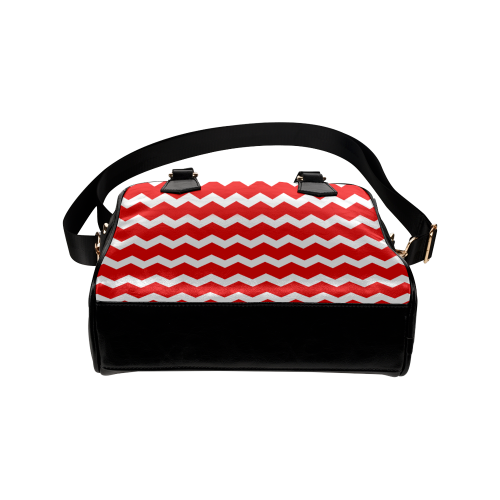 Modern Trendy Pastell Grey Red Zig Zag Pattern Chevron Shoulder Handbag (Model 1634)