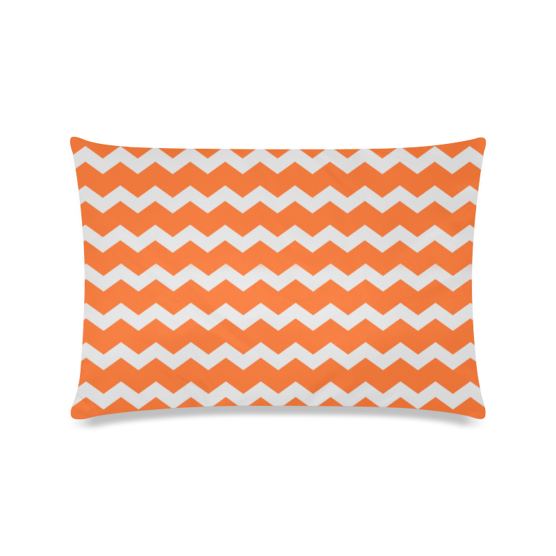 Modern Trendy Pastell Grey Orange Zig Zag Pattern Chevron Custom Zippered Pillow Case 16"x24"(Twin Sides)