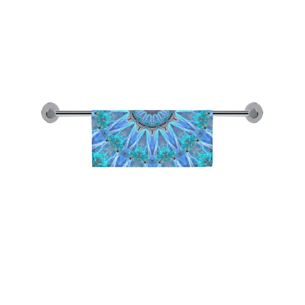 Sapphire Ice Flame, Cyan Blue Crystal Wheel Square Towel 13“x13”